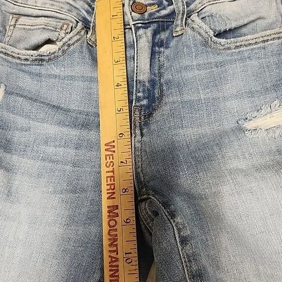 Flying Monkey - Mid Rise Split Hem Distressed Flare Jeans Women's Size 25 - Picture 13 of 15